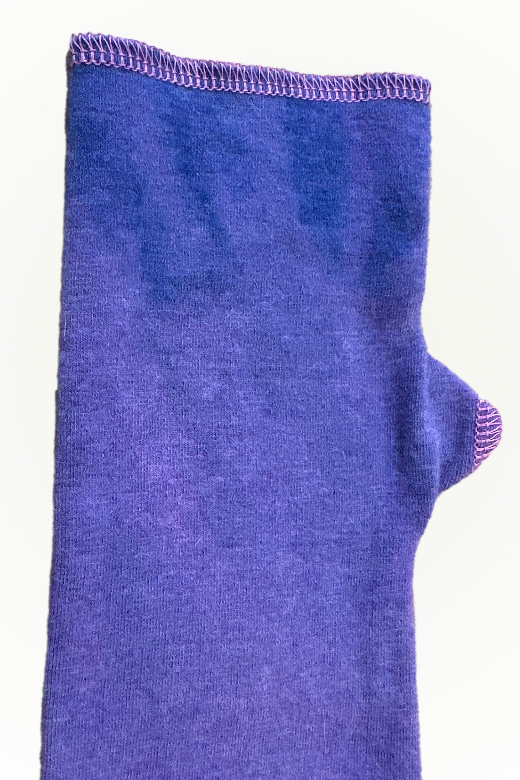 Merino Fingerless Gloves - Purple w/ Pink Serged Hem
