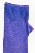 Load image into Gallery viewer, Merino Fingerless Gloves - Purple w/ Pink Serged Hem
