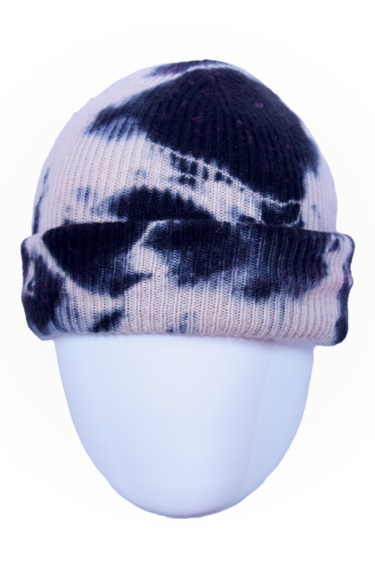 Hand Dyed Beanie - Merino & Cashmere - Pink & Black