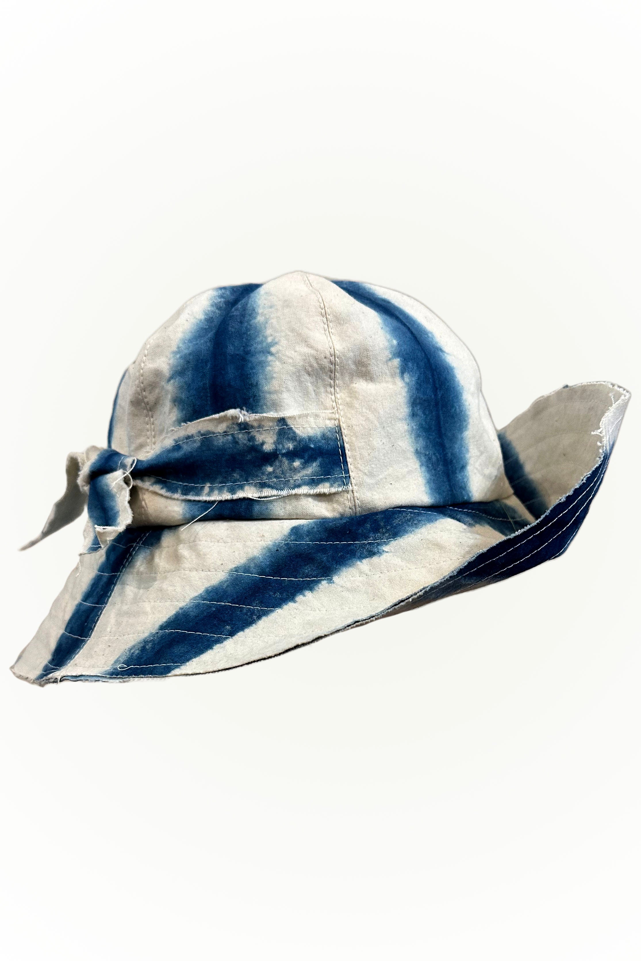 Brighton Hat w/ Round Top - Indigo & Natural