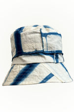 Load image into Gallery viewer, Milano Hat w/ Patchworked Indigo &amp; Natural Stripe - Silk Lining
