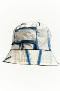 Milano Hat w/ Patchworked Indigo & Natural Stripe - Silk Lining