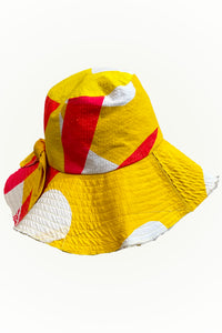 Brighton Hat w/ Flat Top - Papercut Print Yellow & Coral