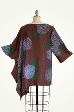 Load image into Gallery viewer, Asymmetrical Top in Linen w/ Hydrangea Print - Heather Brown
