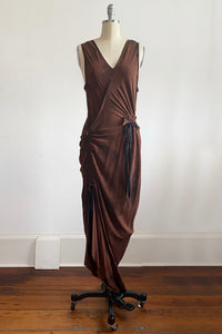 Godfrey Dress in Silk Crepe de Chine w/ Crunch Dye - Sienna - Large
