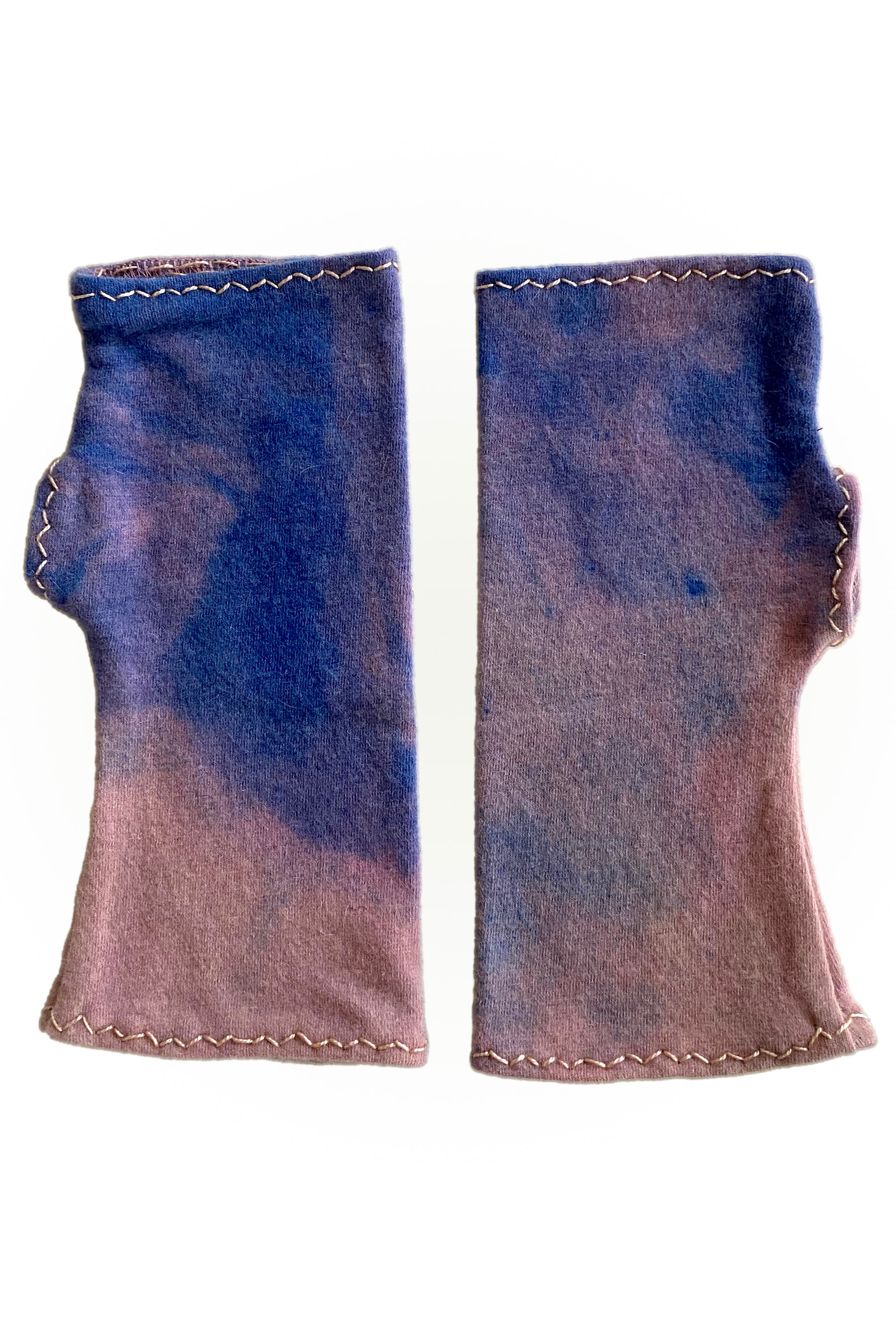 Merino Fingerless Gloves - Purple & Blush
