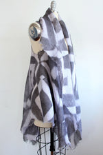 Load image into Gallery viewer, Asymmetrical Wrap Vest - Open Weave Linen w/ Itajime Dye - Grey &amp; White
