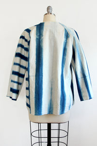 Ariel Jacket w/ Itajime Stripe - Indigo & Crème - Large