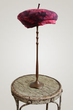 Load image into Gallery viewer, Asymmetrical Beret Hat - Pink &amp; Dark Purple Tie Dye
