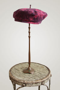 Asymmetrical Beret Hat - Pink & Dark Purple Tie Dye
