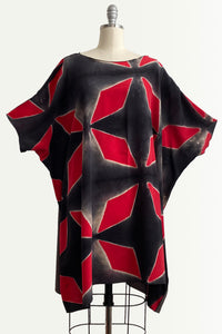 Deb Tunic Dress w/ Diamond Dye - Red & Black