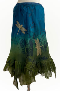 Toulouse Reversable Skirt w/ Marsh Garden - Blue & Olive - Medium