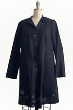 Load image into Gallery viewer, Hampton Coat Linen - Black w/ Vines Print - Small
