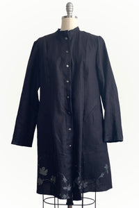 Hampton Coat Linen - Black w/ Vines Print - Small
