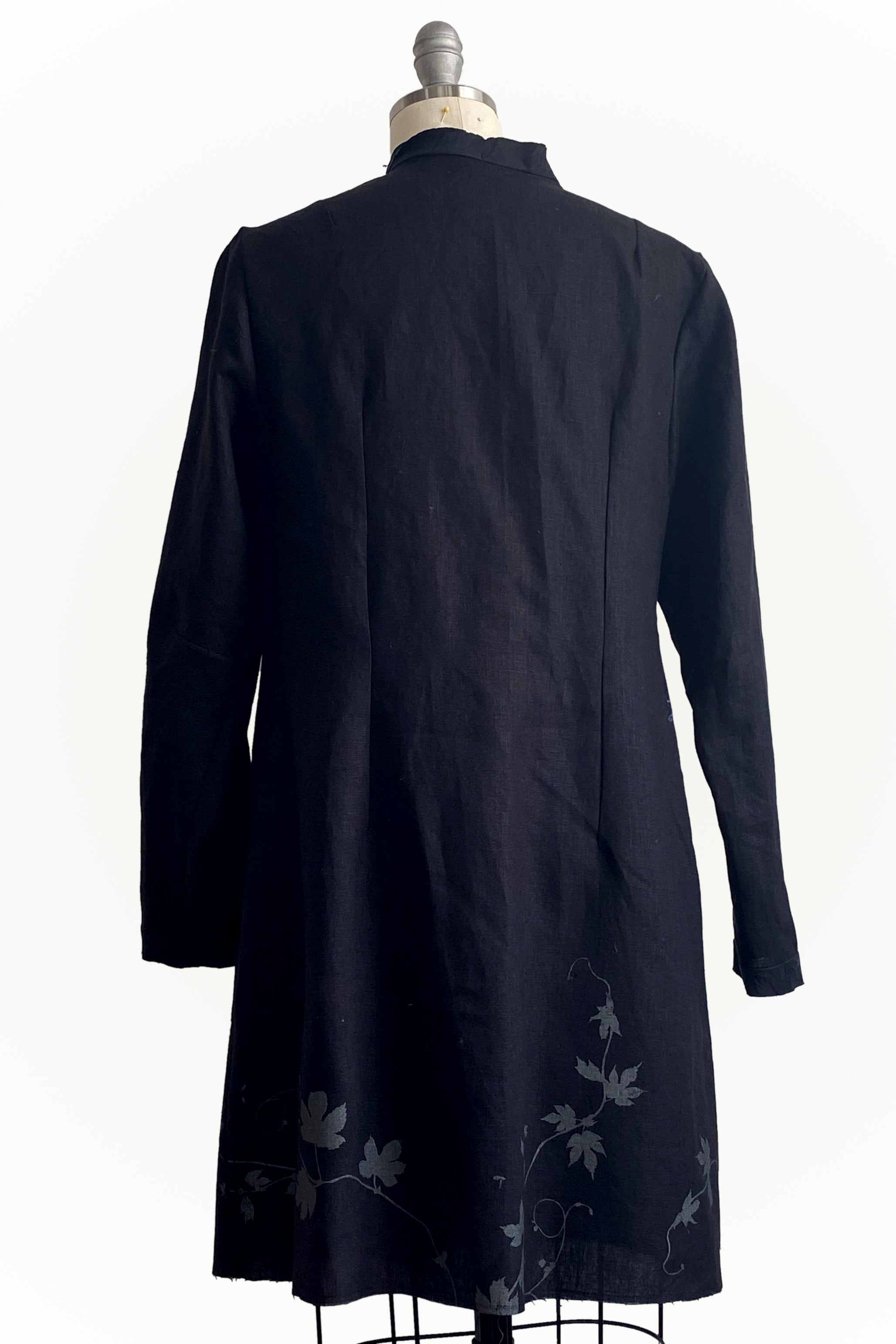 Hampton Coat Linen - Black w/ Vines Print - Medium