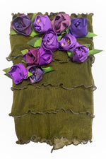 Load image into Gallery viewer, Flower Collar Headband - Olive &amp; Purple w/ Gold Foil
