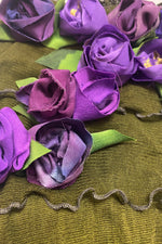 Load image into Gallery viewer, Flower Collar Headband - Olive &amp; Purple w/ Gold Foil
