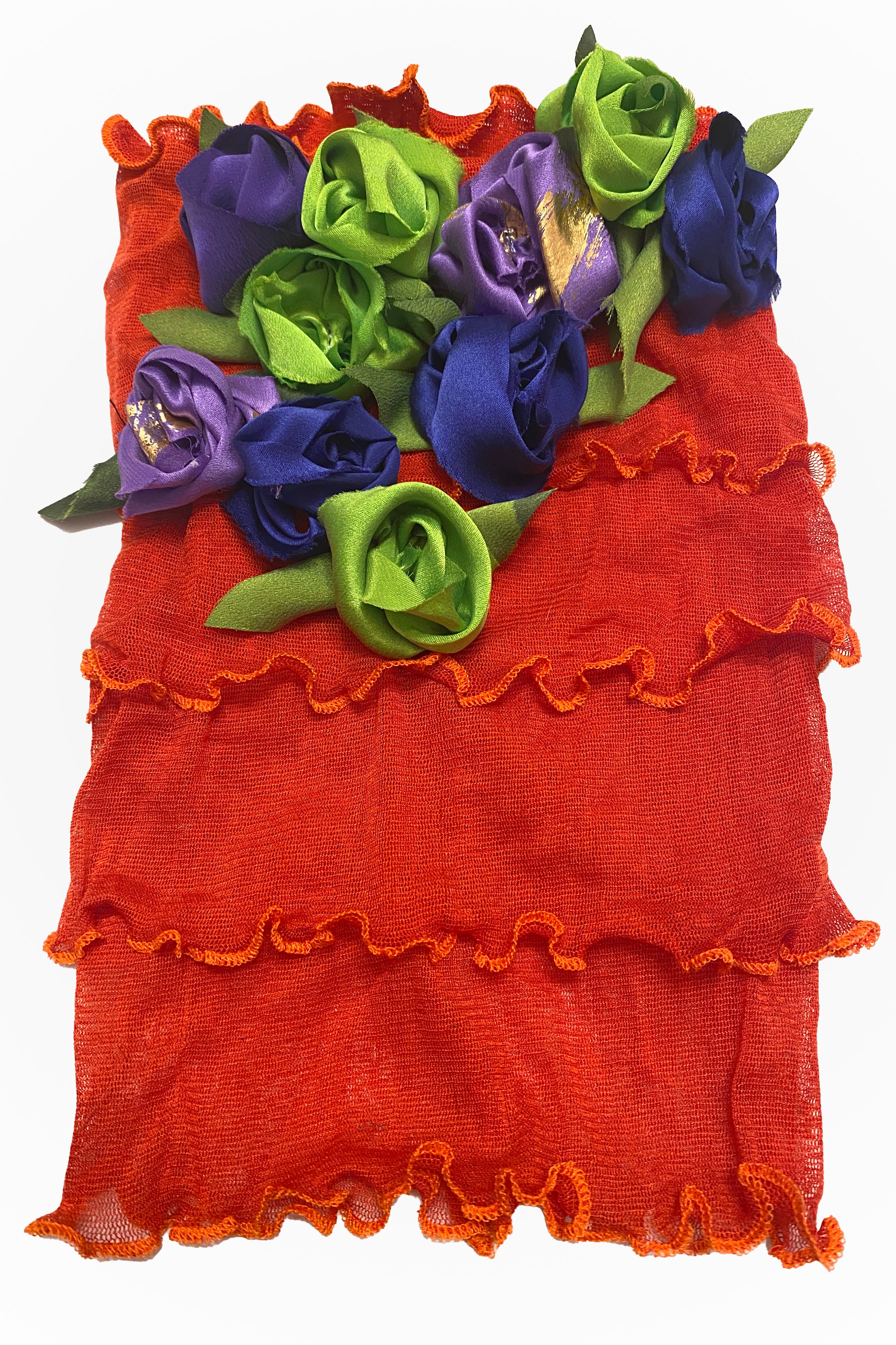Flower Collar Headband - Persimmon w/ Purple, Lime