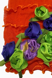 Flower Collar Headband - Persimmon w/ Purple, Lime