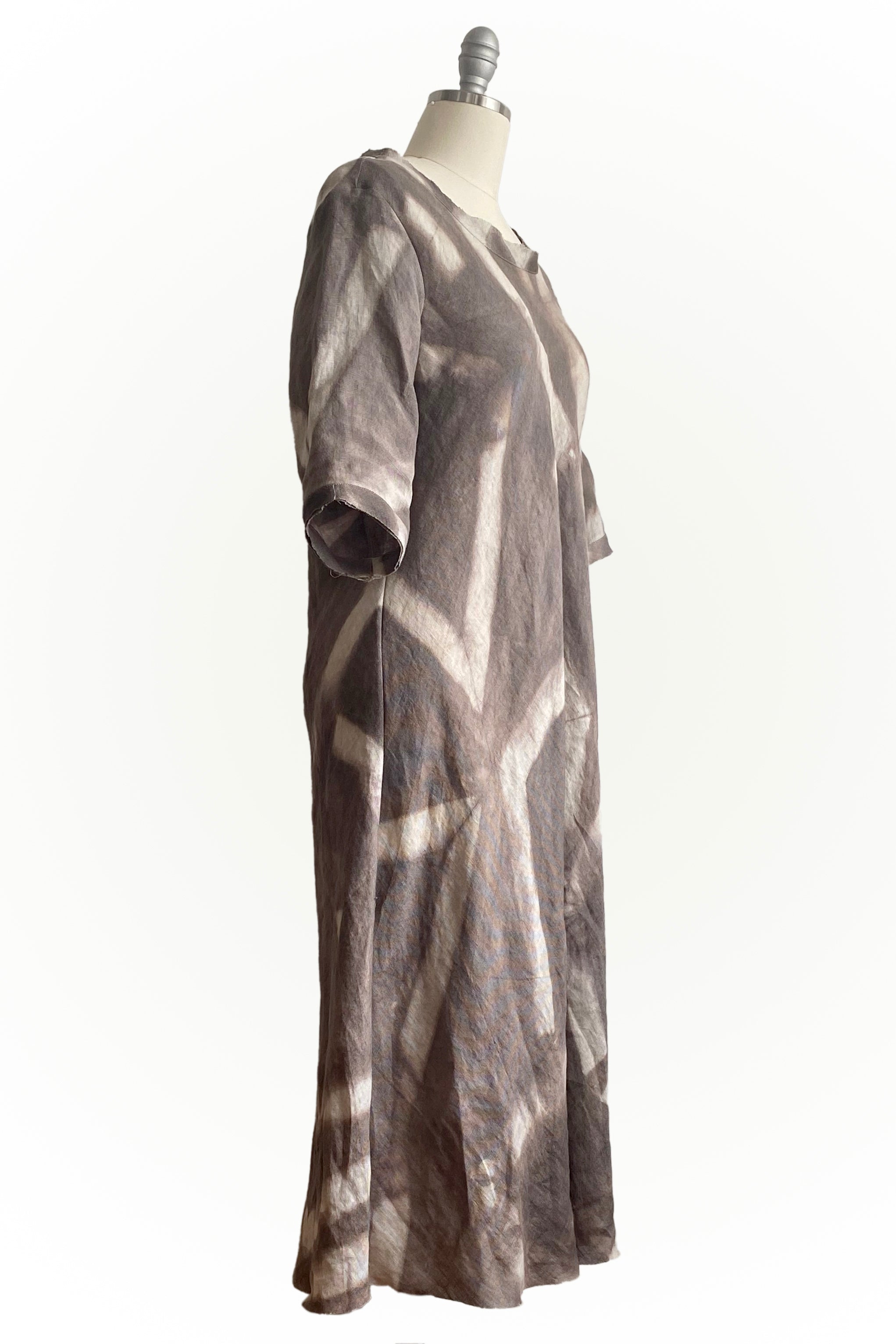 Jazzyfest Dress w/ Itajime Dye - Warm Gray & Natural - Medium