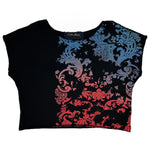 Load image into Gallery viewer, Crop Top w/ Wallpaper Print - Black, Red &amp; Blue - S/M
