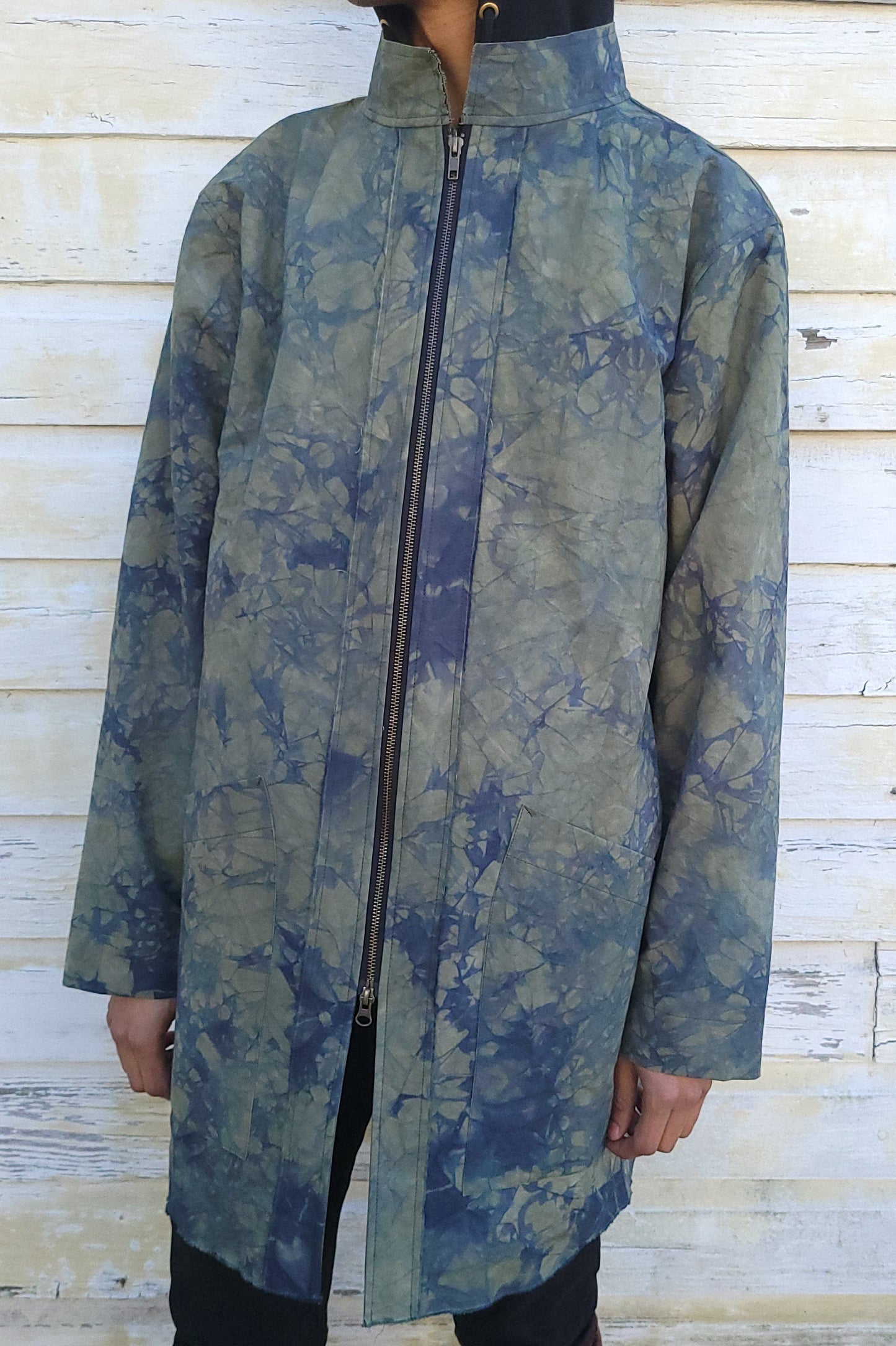 KB x Alquimie Studio Double Zipper Unisex Coat w/ Shatter Dye - Olive